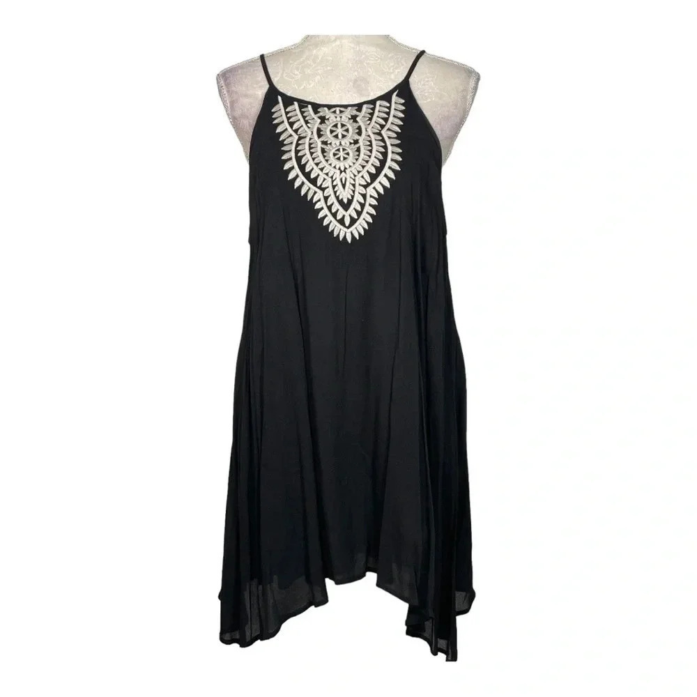 Hayden Black Dress with White Stitching Design